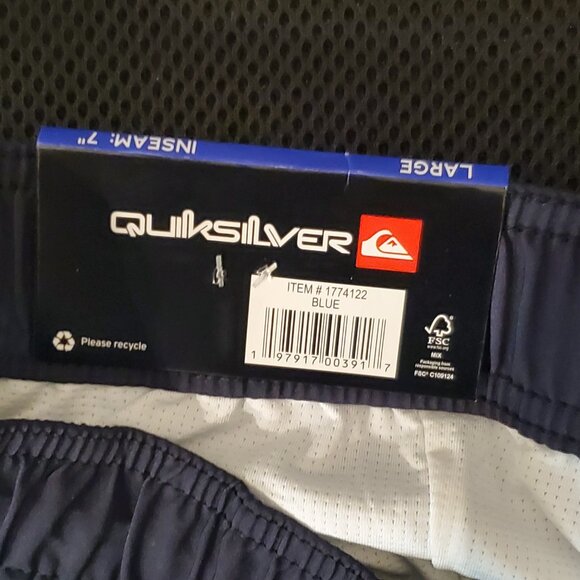 Quiksilver Men's Two-Tone Blue Lined Swim Trunks Board Shorts, Size Large - Picture 6 of 9